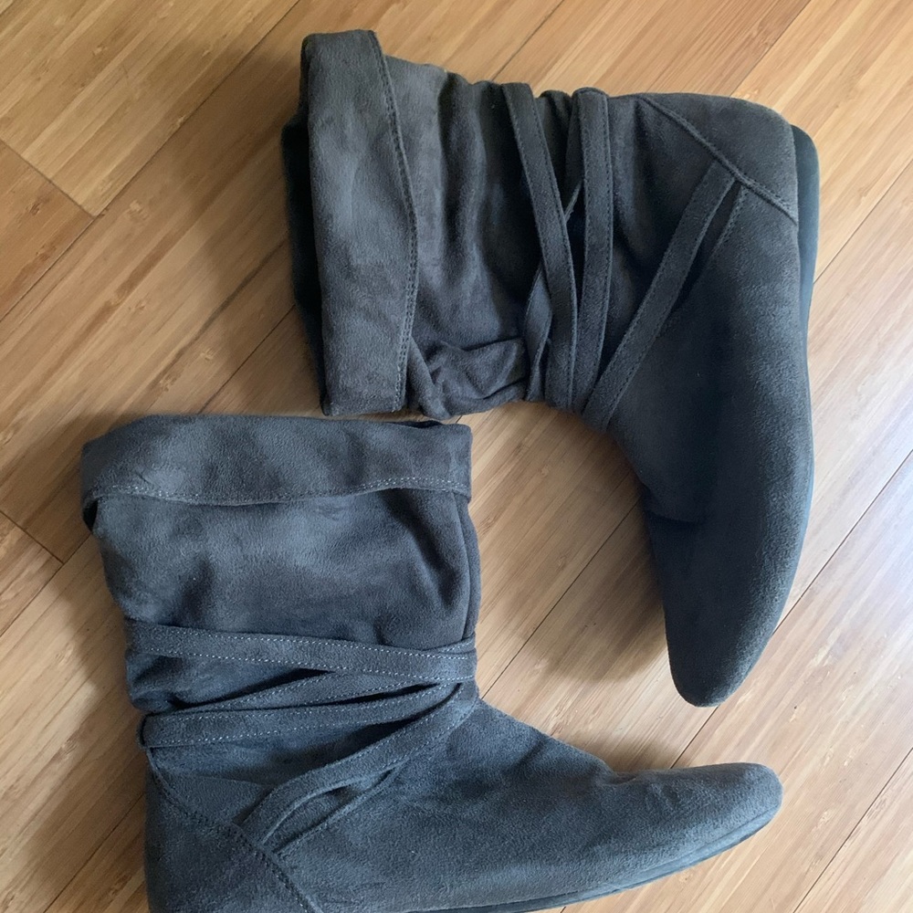 Grey slouchy ankle booties